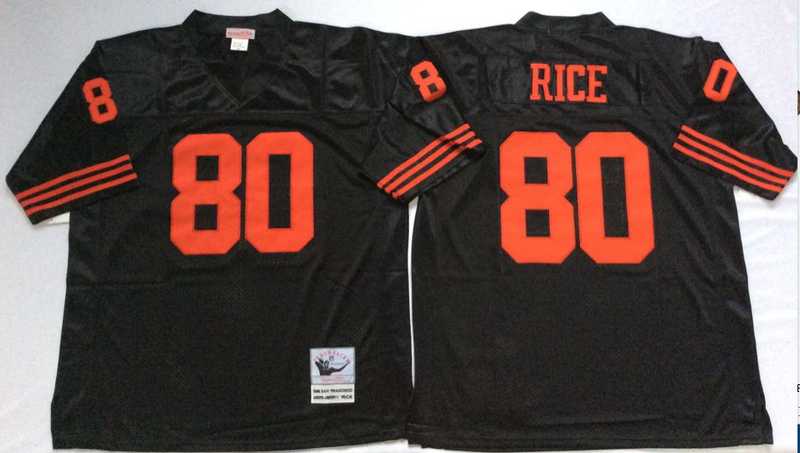 49ers 80 Jerry Rice Black M&N Throwback Jersey->nfl m&n throwback->NFL Jersey